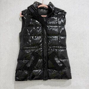 IVL Collective Vest Womens Medium Black Hooded Down Puffer Quilted Mid Length